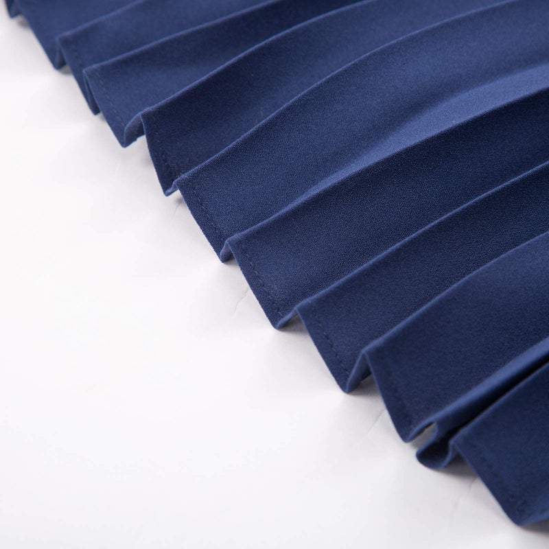 Kate Kasin Casual Pleated Swing Midi Skirt A-line Navy Blue Size S KK659-10 - Image 5